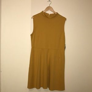 Yellow A-line knit dress